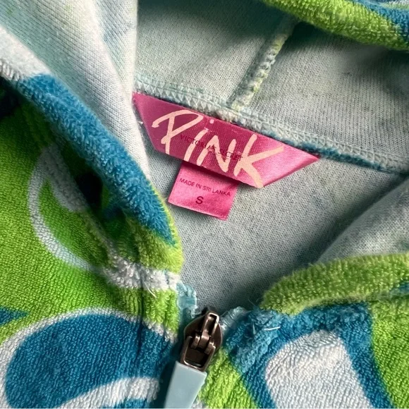 PINK Victoria's Secret Vintage Y2K Retro Hippie Paisley Terry Hoodie Sweatshirt - Picture 3 of 13